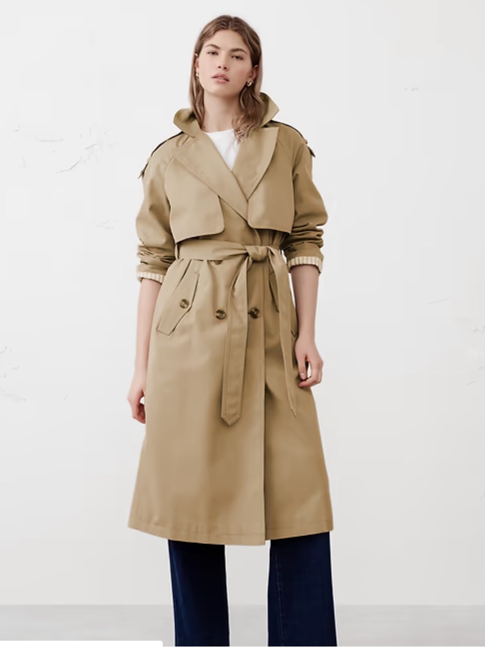 Banana Republic Factory Tan Belted Trench Coat